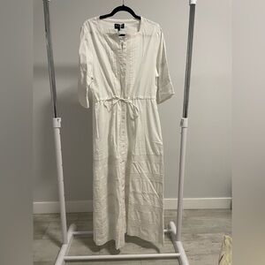 Women’s Wukogals White Maxi Long Dress Tunic Size M Drawstring